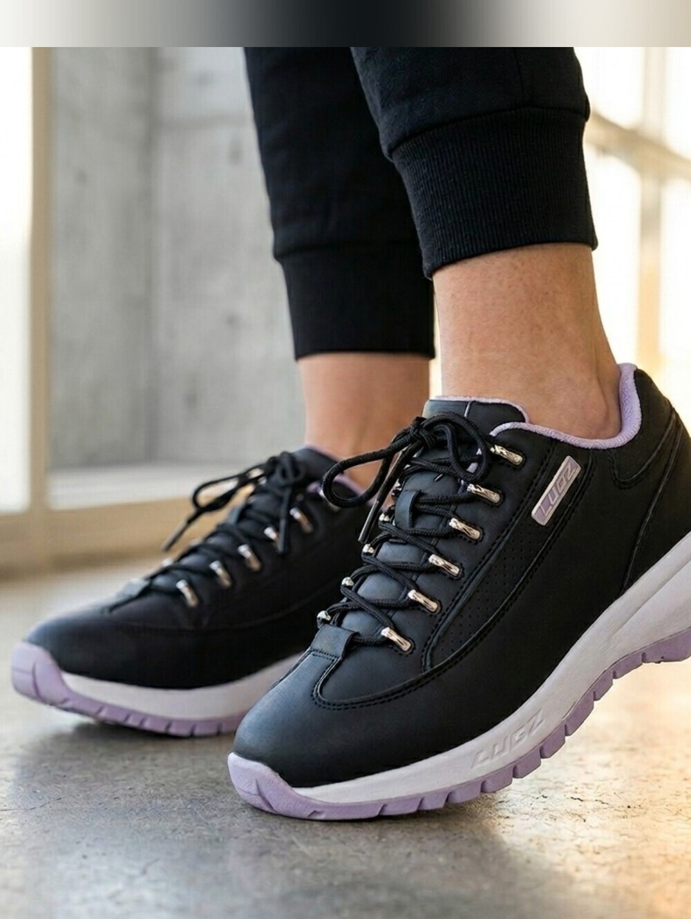Lugz Women's Express Chunky Platform Sneakers Black Lavender Size 7.5 NEW!